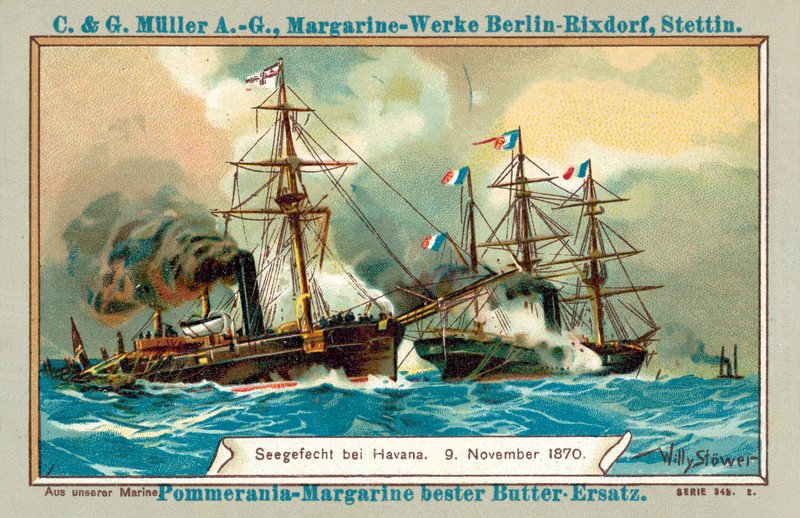 Sjøslag ved Havana, 9. november 1870 (chromolitho) av Stoewer Willy