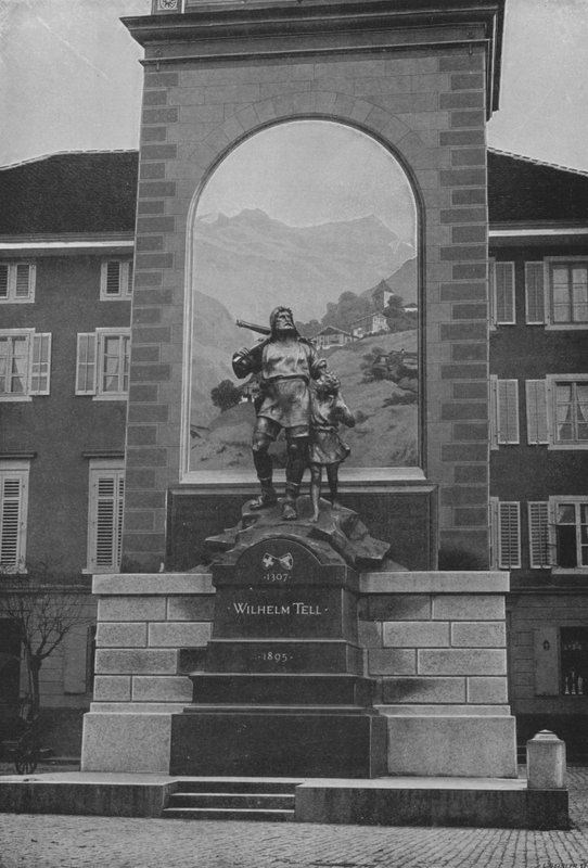 Altdorf, La Statue de Guillaume Tell (s/hvitt-bilde) av Swiss Photographer