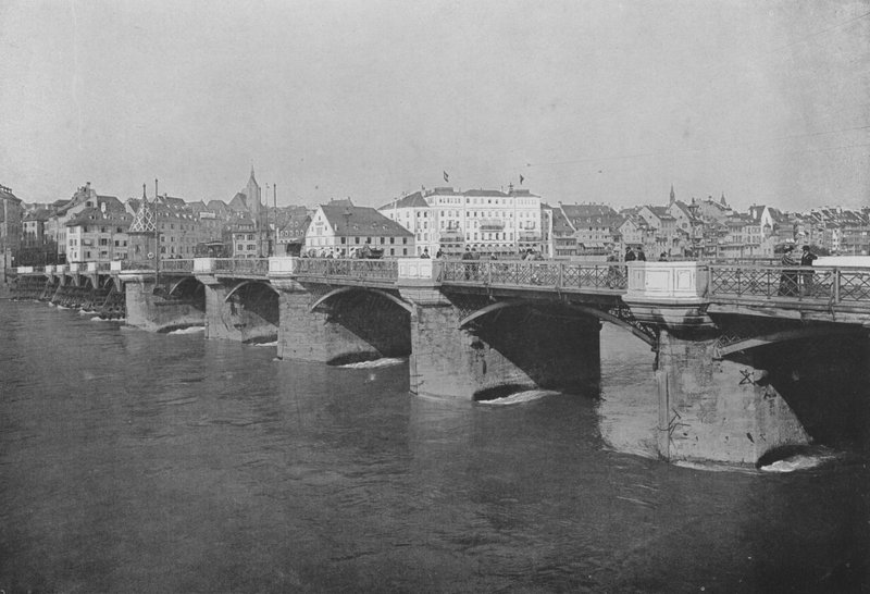 Basel, Den gamle Rhinbroen (s/hvitt bilde) av Swiss Photographer