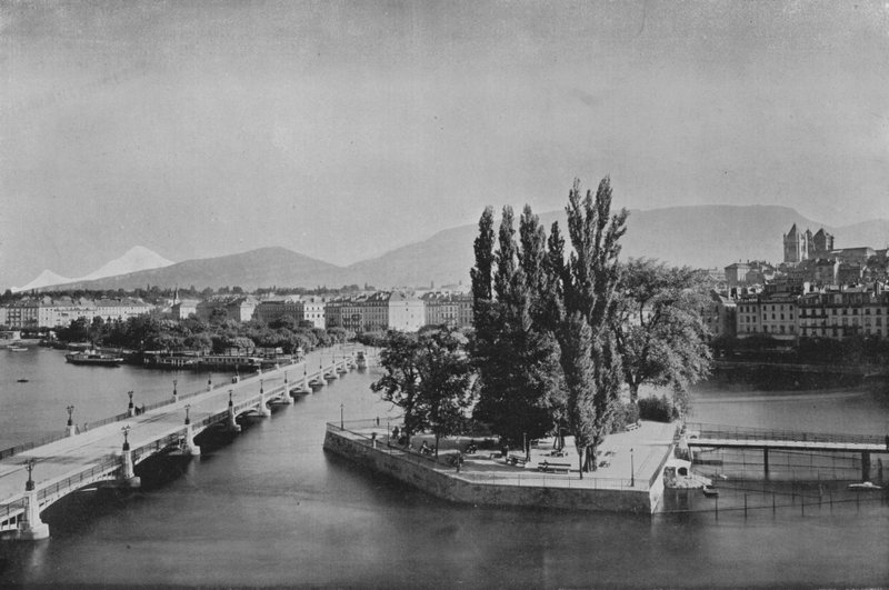 Genève, generell visning (s/hvitt bilde) av Swiss Photographer