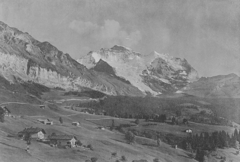 Jungfrau, utsikt tatt fra Wengen (s/hv-bilde) av Swiss Photographer