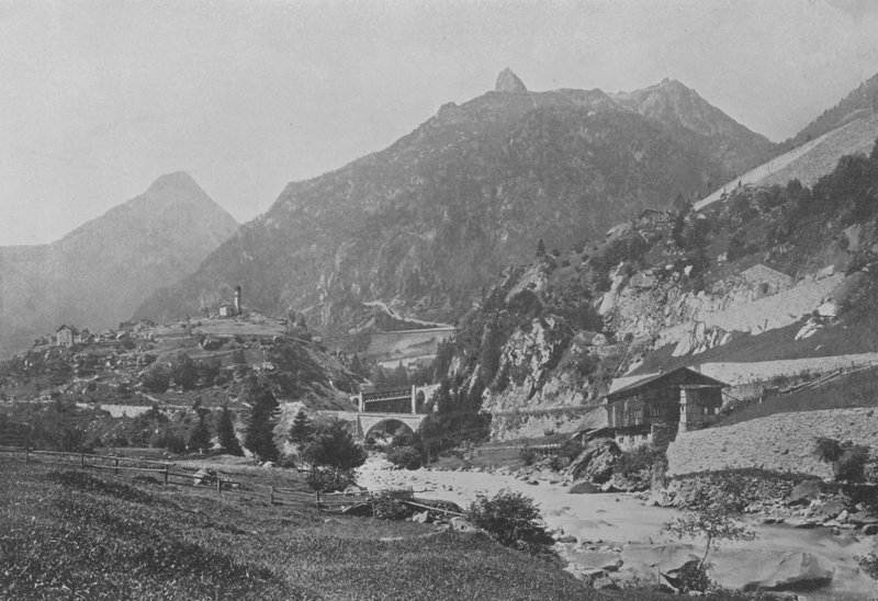 Gotthard-linjen nær Wassen (s/hv-bilde) av Swiss Photographer