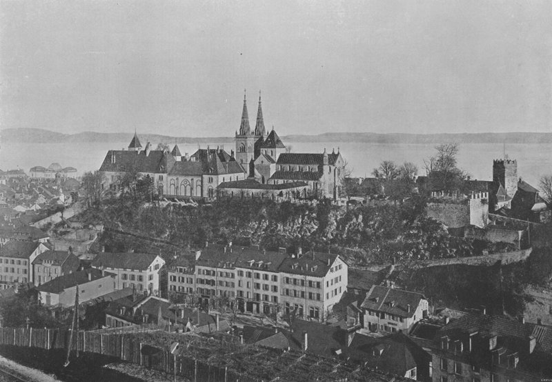 Neuchatel, Le Chateau et la Collegiale (s/hvitt-bilde) av Swiss Photographer
