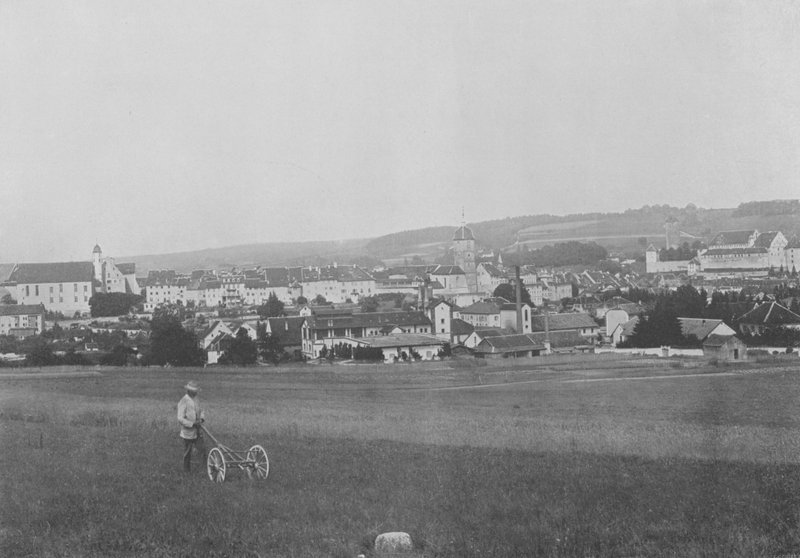 Porrentruy, generell visning (s/hvitt-bilde) av Swiss Photographer