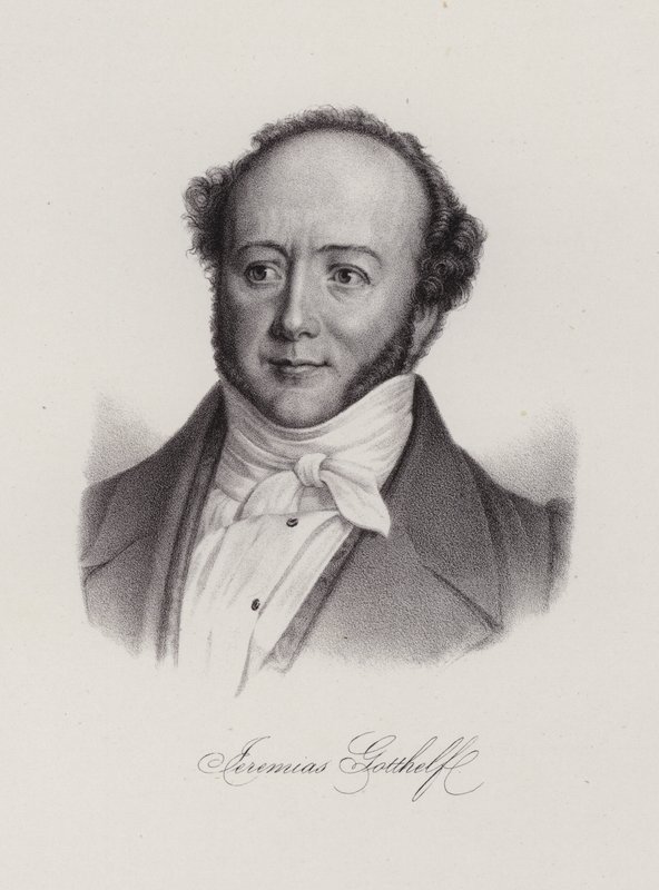 Albert Bitzius , sveitsisk romanforfatter som skrev under pennenavnet, Jeremias Gotthelf (gravering) av Swiss School