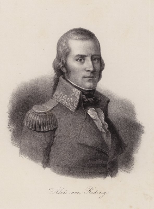 Alois von Reding , sveitsisk militæroffiser, revolusjonær og politiker (gravering) av Swiss School