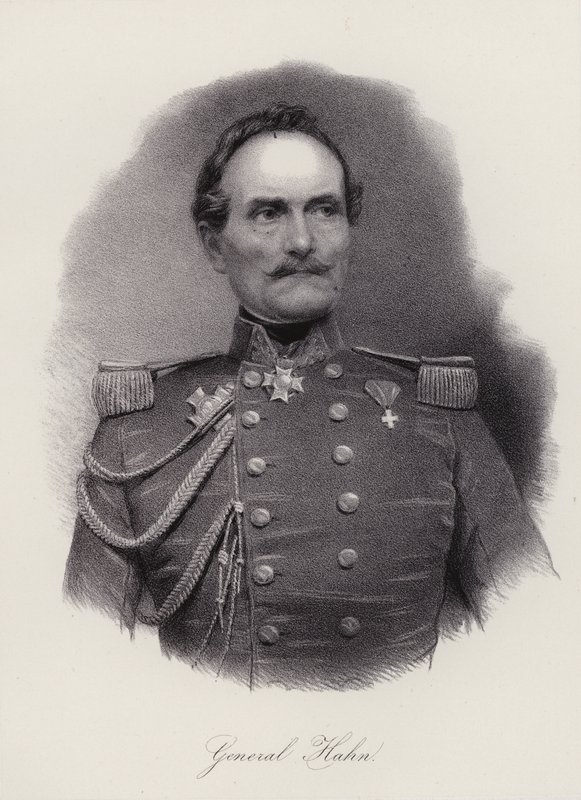 Emanuel Hahn, sveitsisk general (gravering) av Swiss School
