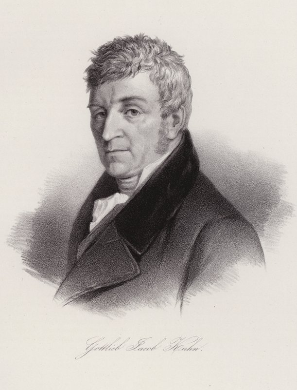 Gottlieb Jakob Kuhn , sveitsisk folklorist og poet (gravering) av Swiss School