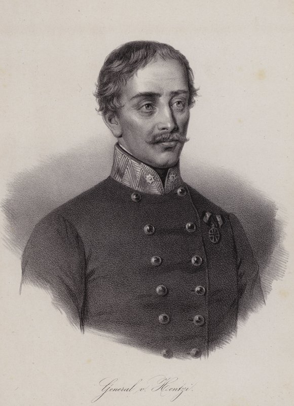 Heinrich Hentzi von Arthurm , ungarsk general i hæren til det østerrikske riket (gravering) av Swiss School
