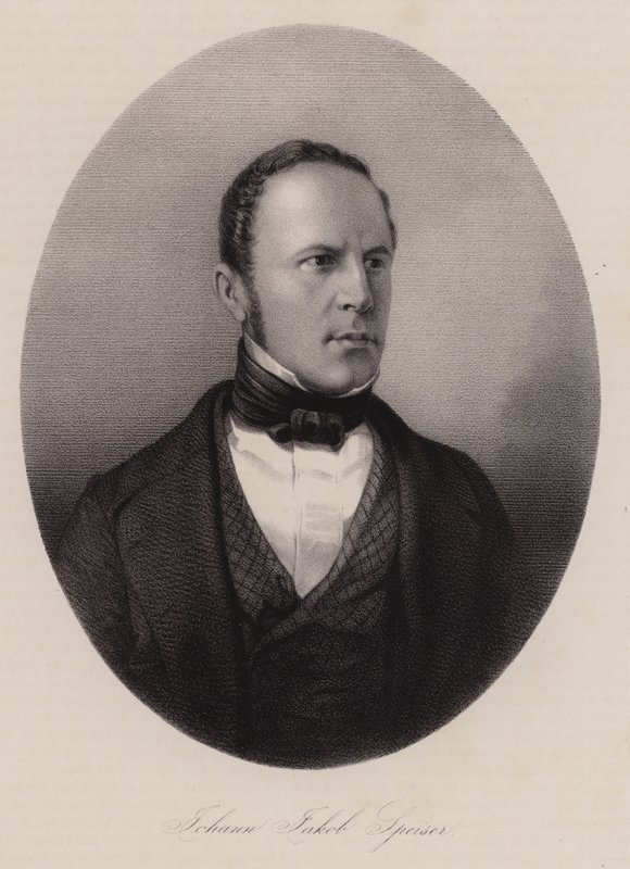 Johann Jakob Speiser , sveitsisk tekstilhandler, bankmann og politiker (gravering) av Swiss School