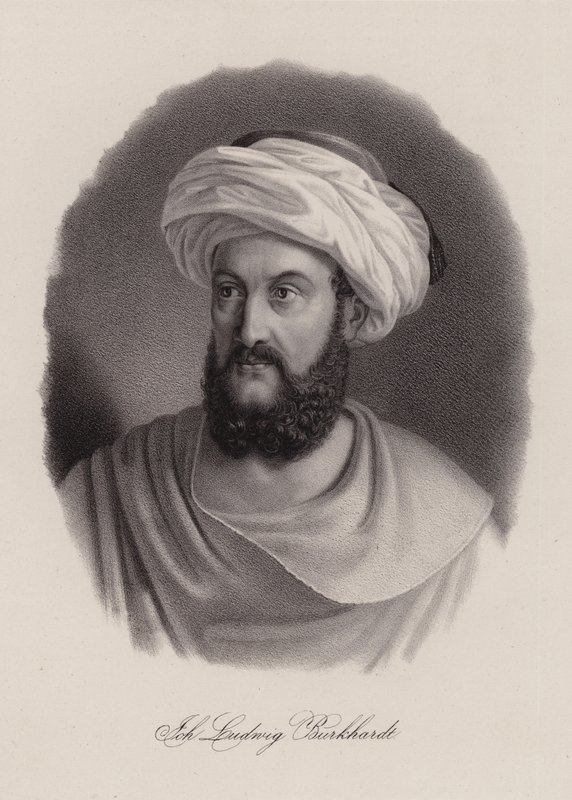 Johann Ludwig Burckhardt , sveitsisk reisende og geograf (gravering) av Swiss School