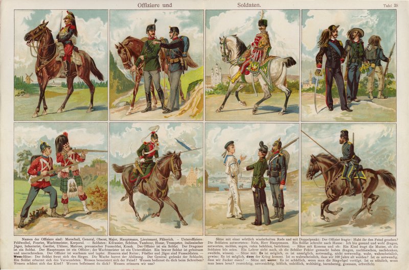 Officers and soldiers of European armies (chromolitho) av Swiss School