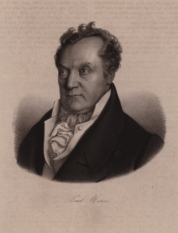 Paul Usteri , sveitsisk lege, botaniker og politiker (gravering) av Swiss School