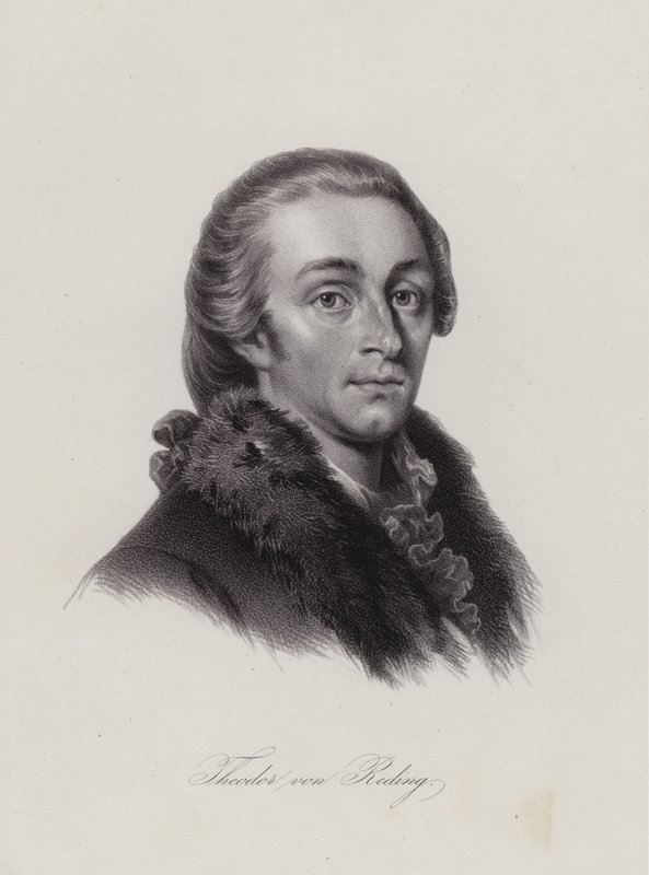 Theodor von Reding, Swiss-born Spanish general (engraving) av Swiss School