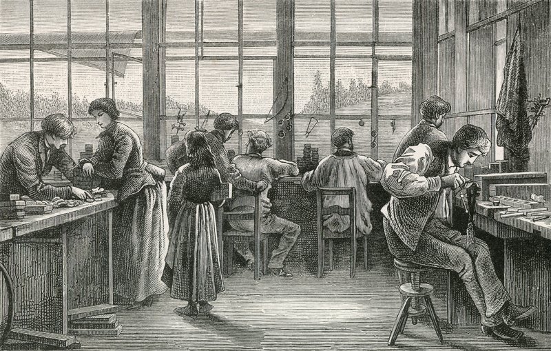 Urmakerverksted på La Chaux de Fonds av Swiss School