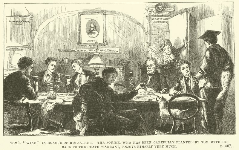 Illustrasjon for Tom Brown i Oxford av Thomas Hughes (gravering) av Sydney Prior (after) Hall