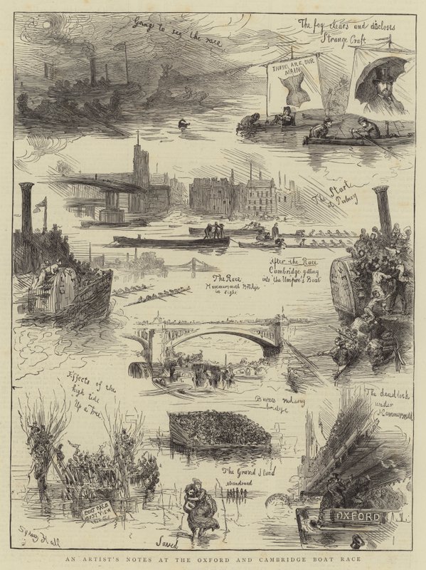 En kunstners notater ved Oxford og Cambridge Boat Race av Sydney Prior Hall