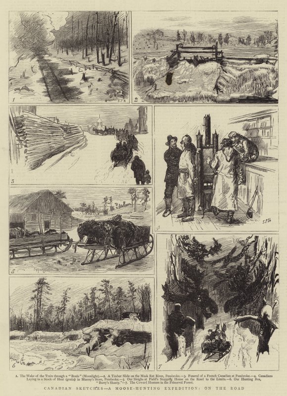 Canadian Sketches, en elgjaktekspedisjon, på veien av Sydney Prior Hall