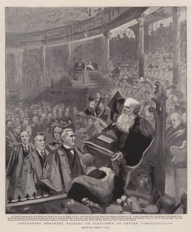 Tildeling av æresgrader til statsmenn ved Oxford Commemoration av Sydney Prior Hall