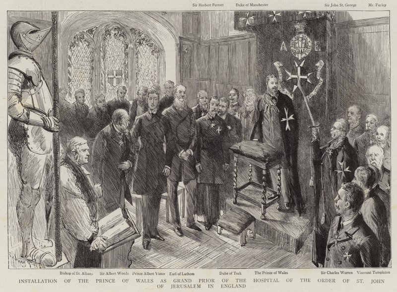 Installasjon av prinsen av Wales som storprior for Hospital of the Order of St John of Jerusalem i England av Sydney Prior Hall