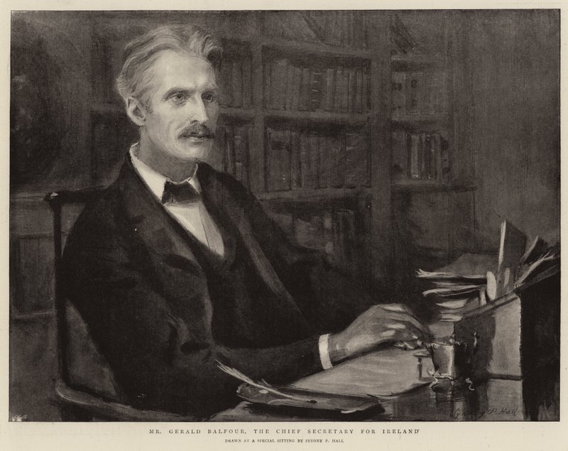 Herr Gerald Balfour, sjefsekretær for Irland av Sydney Prior Hall