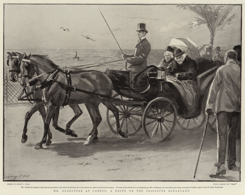 Mr Gladstone i Cannes, en kjøretur på Croisette Boulevard av Sydney Prior Hall