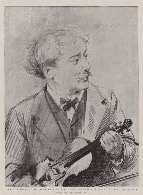 Senor Sarasate, den spanske fiolinisten, som nettopp har avsluttet et besøk i London av Sydney Prior Hall