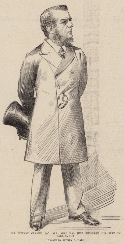 Sir Edward Clarke, QC, MP, som nettopp har trukket seg fra sitt sete i parlamentet av Sydney Prior Hall