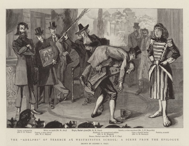 The Adelphi of Terence på Westminster School, en scene fra epilogen av Sydney Prior Hall