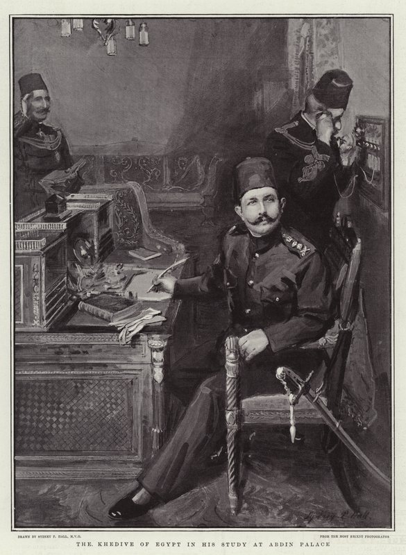 Egyptens Khedive i hans studie ved Abdin-palasset av Sydney Prior Hall