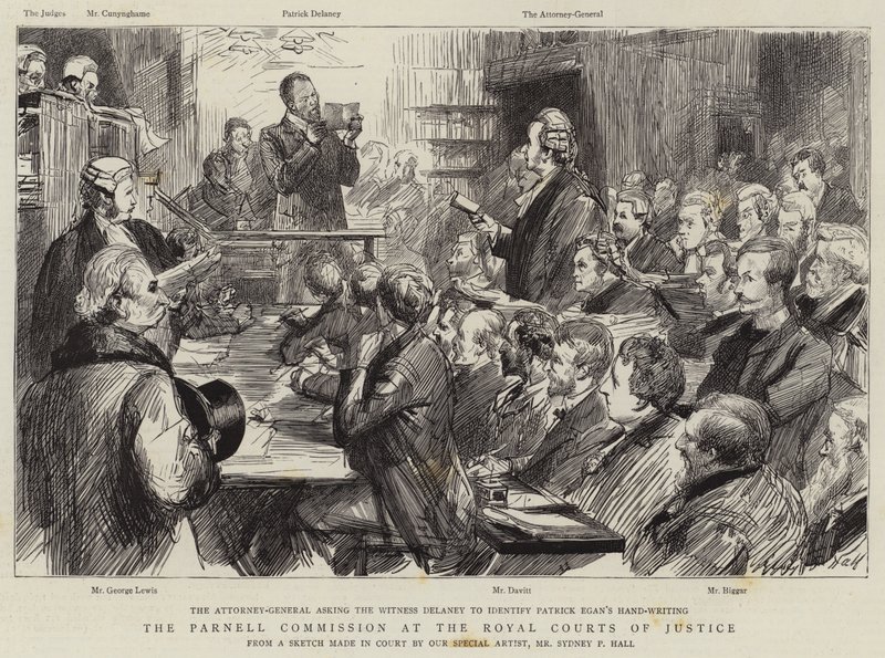 Parnell-kommisjonen ved Royal Courts of Justice av Sydney Prior Hall
