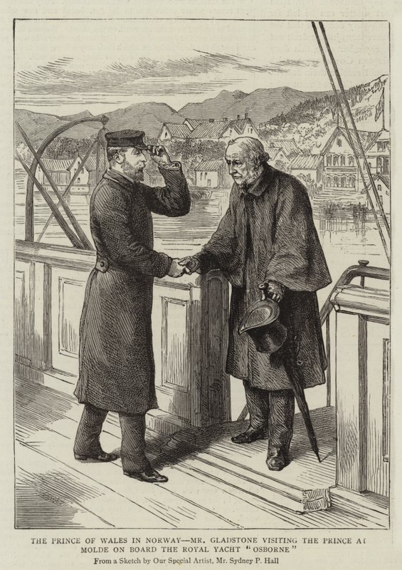 Prinsen av Wales i Norge, Mr Gladstone besøker Prinsen i Molde ombord på Royal Yacht Osborne av Sydney Prior Hall