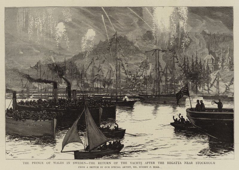 Prinsen av Wales i Sverige, yachtenes retur etter regattaen nær Stockholm av Sydney Prior Hall