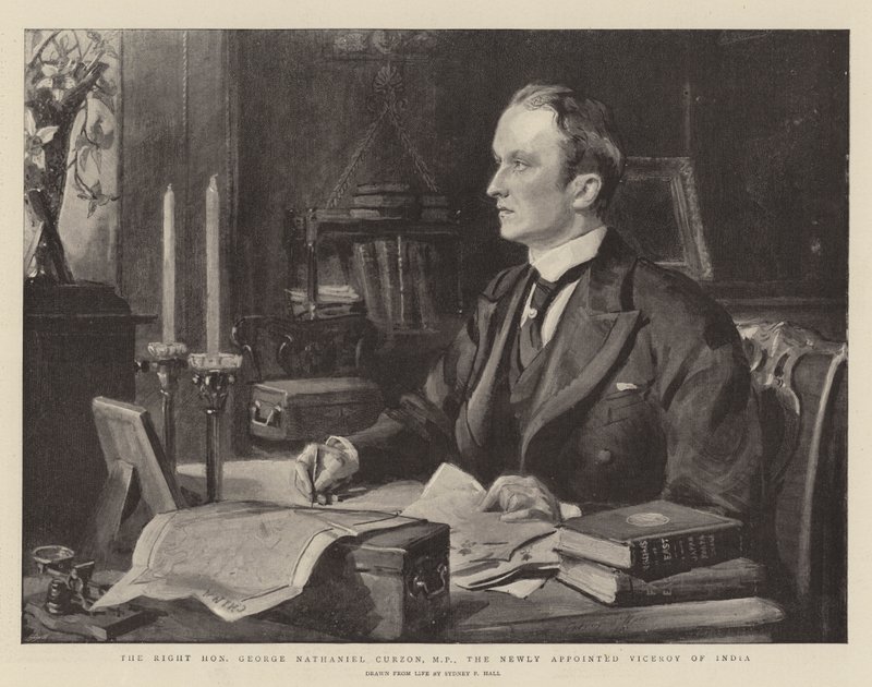 Høyre ærede George Nathaniel Curzon, MP, den nyutnevnte visekongen i India av Sydney Prior Hall