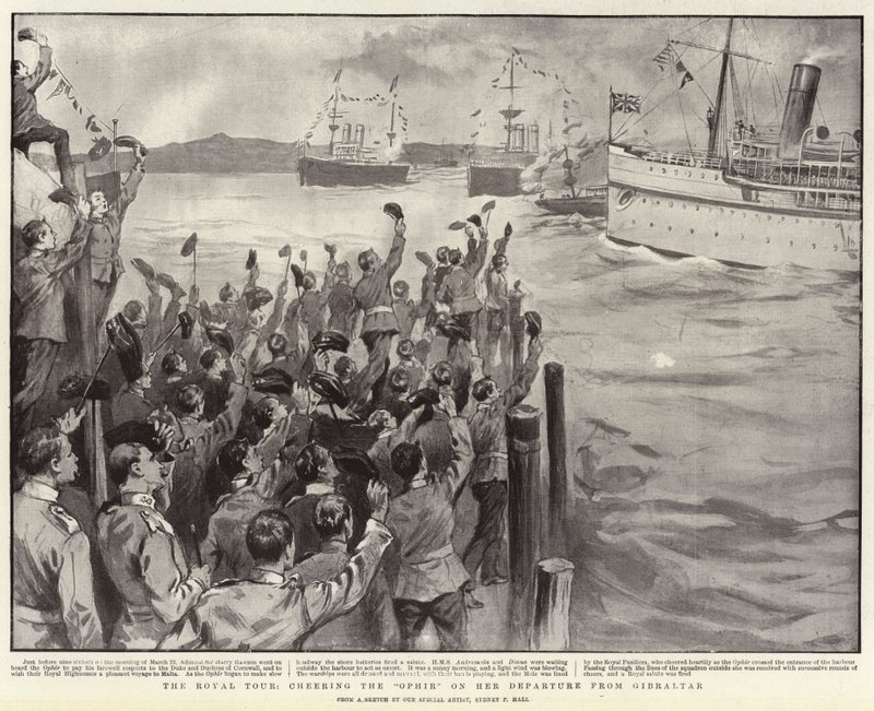 The Royal Tour, heier ophirene på hennes avgang fra Gibraltar av Sydney Prior Hall