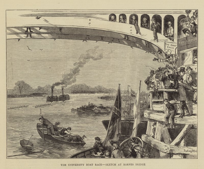 University Boat Race, Skisse ved Barnes Bridge av Sydney Prior Hall