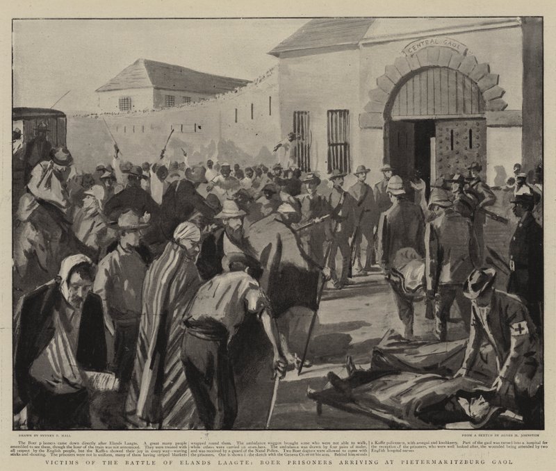 Ofre for slaget ved Alands, Boer Parisoneras ankommer Pietermaritzburg fengsel av Sydney Prior Hall