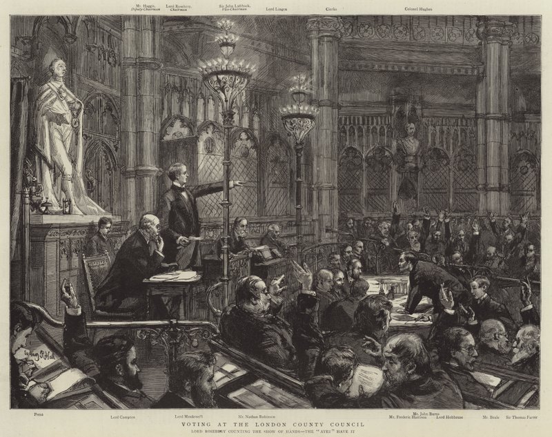Avstemning i London County Council av Sydney Prior Hall