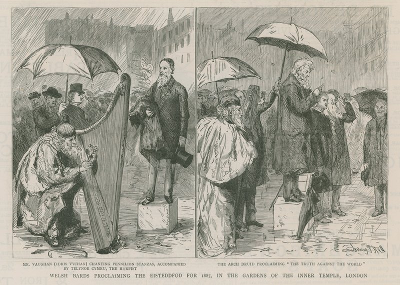 Welsh Bards proklamerer Eisteddfod for 1887 av Sydney Prior Hall