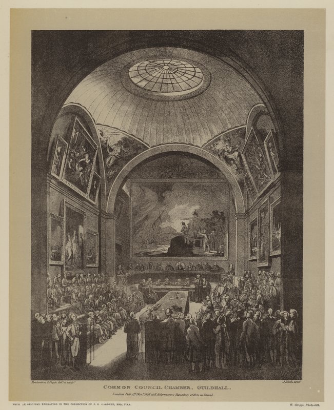 Common Council Chamber, Guildhall, City of London, 1808 av T. and Pugin Rowlandson