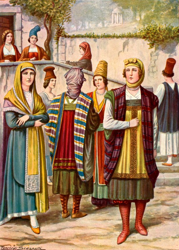 Kostymer fra 1800-tallet, som funnet i Hellas, Argentina etc av Tancredi Scarpelli