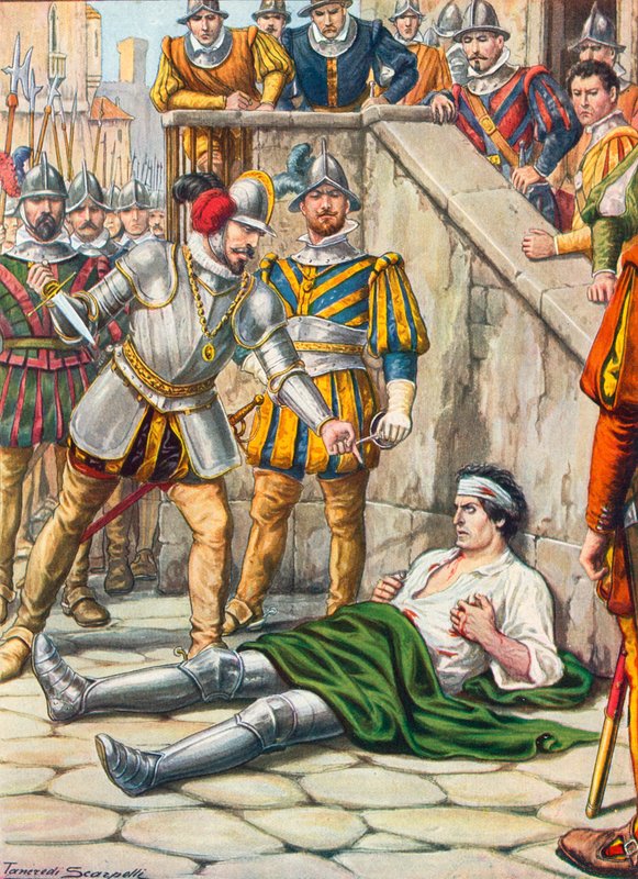 Francesco Ferrucis død etter slaget ved Gavinana, 3. august 1530 av Tancredi Scarpelli