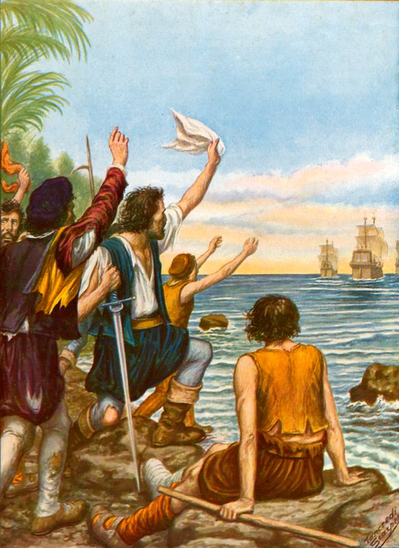 Diego Masques, kaptein på et av skipene fra den andre ekspedisjonen til Christopher Columbus, dro på en øy med åtte mann av Tancredi Scarpelli