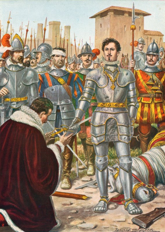 Frans I av Frankrike ble tatt til fange i slaget ved Pavia i 1525 av Tancredi Scarpelli