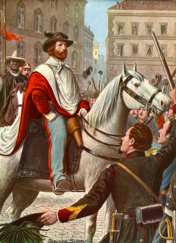 Garibaldi og hans frivillige styrke går inn for å forsvare Roma i 1849 av Tancredi Scarpelli