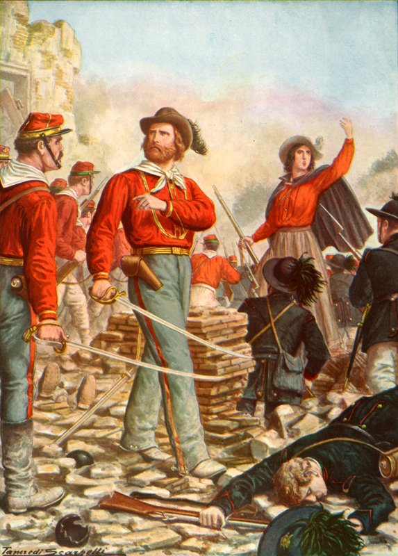 Garibaldi og hans kone, Anita, forsvarte Roma i 1849 av Tancredi Scarpelli