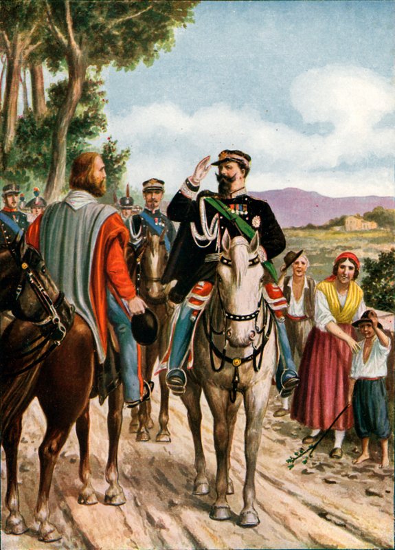 Historisk møte på Teano mellom Victor Emmanuel II og Garibaldi, 1860 av Tancredi Scarpelli