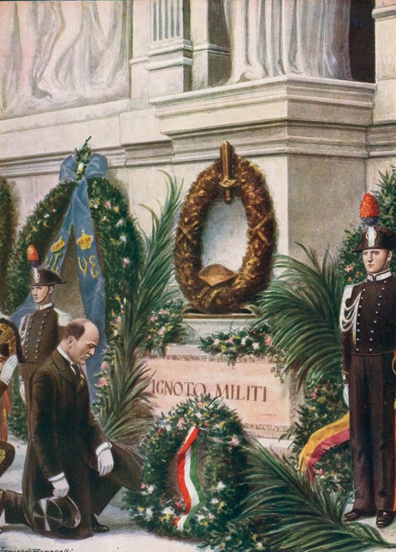 Homage av il Duce ved graven til den ukjente soldaten av Tancredi Scarpelli