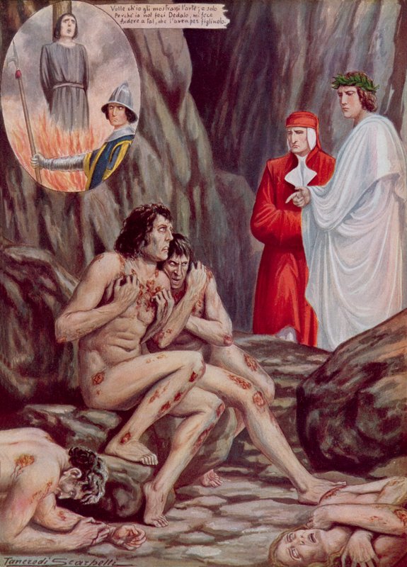 Illustrasjon for Dantes guddommelige komedie av Tancredi Scarpelli