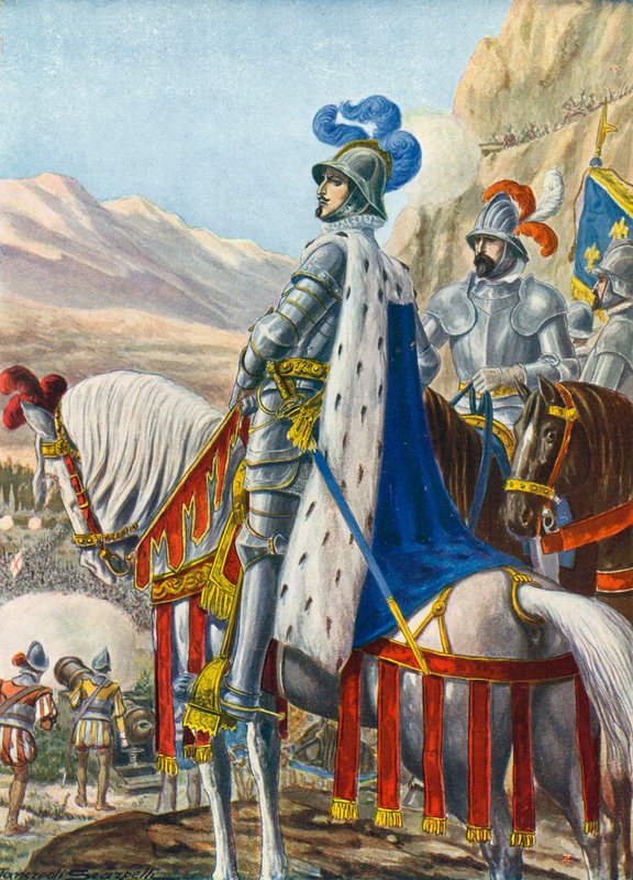 Kong Frans I av Frankrike undersøkte Alpene 15. august 1515 av Tancredi Scarpelli